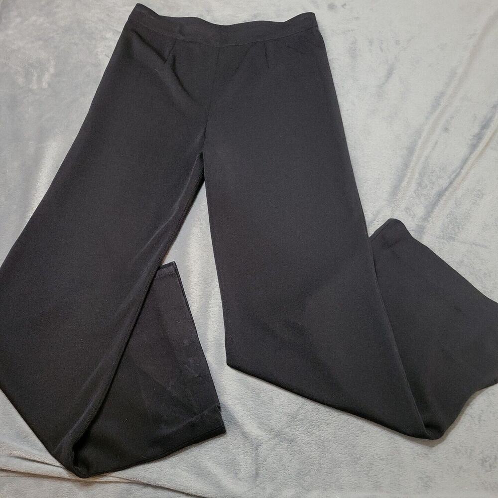 Misook Pants Womens Small Solid Black Pull On Slinky Comfort‎ Stretch Slit Ankle